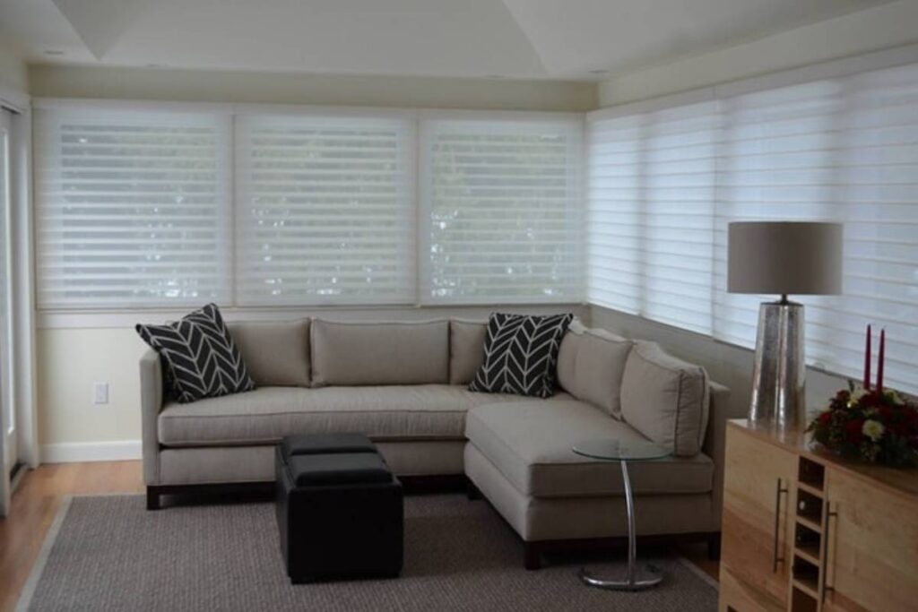 Hunter Douglas Silhouette® Sheer Shades in a sitting area near Framingham, Massachusetts (MA)