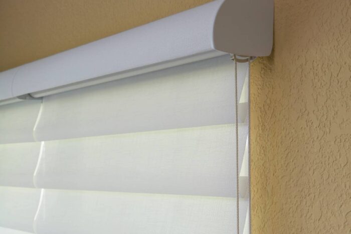 A close-up of Roman Shades