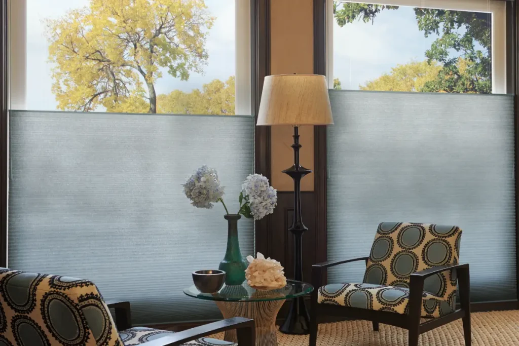 Hunter Douglas Duette® Cellular Shades in a living room near Waltham, MA